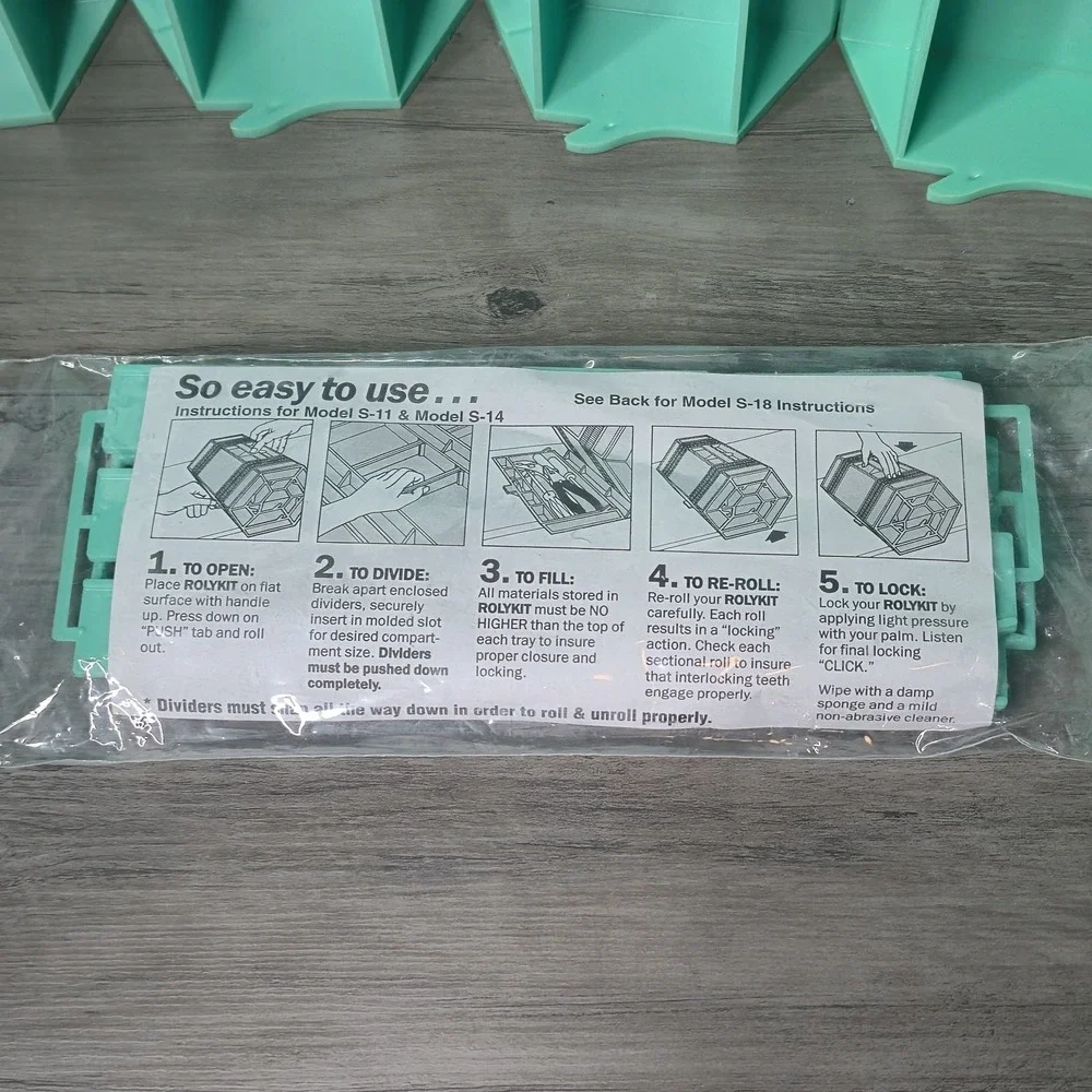 RolyKit Green Blue Tool Box Craft Fishing Sewing Organizer Tackle Unused Vtg